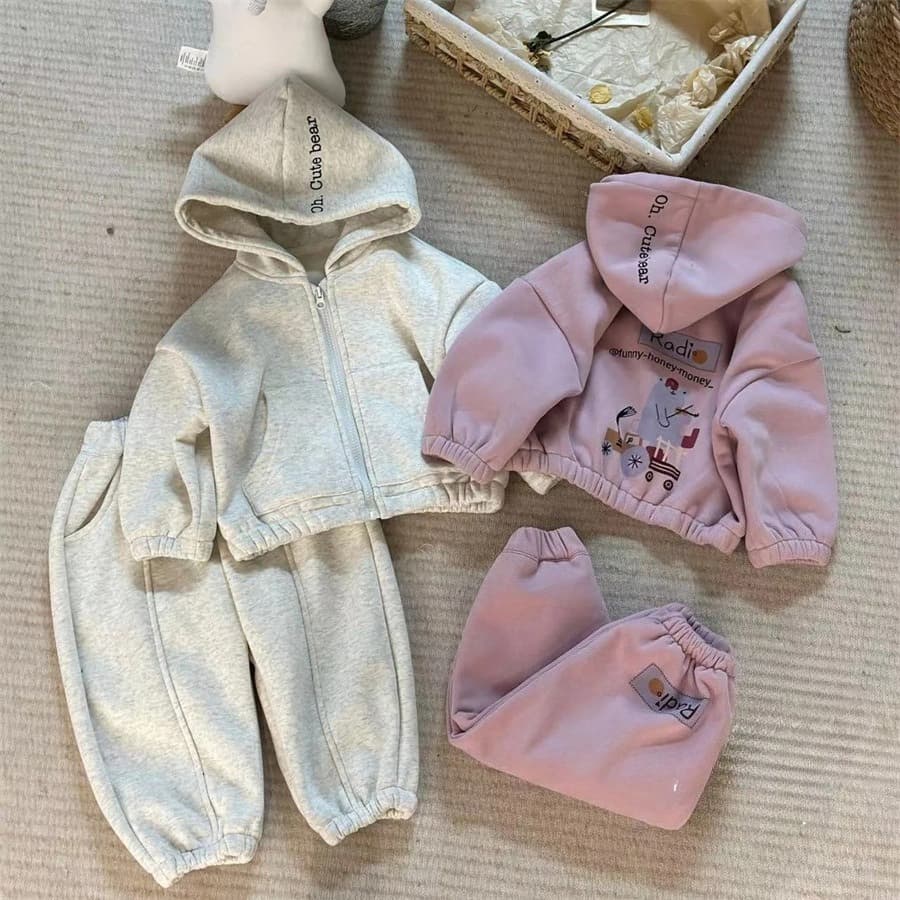 25 Winter New Girls Cartoon Fleece Set