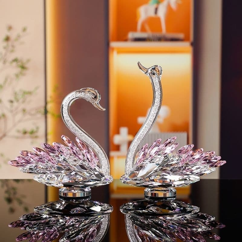 Crystal Swan Creative Living Room Entrance Wine TV Cabinet Showcase Girl Wedding Gift Home Decoration