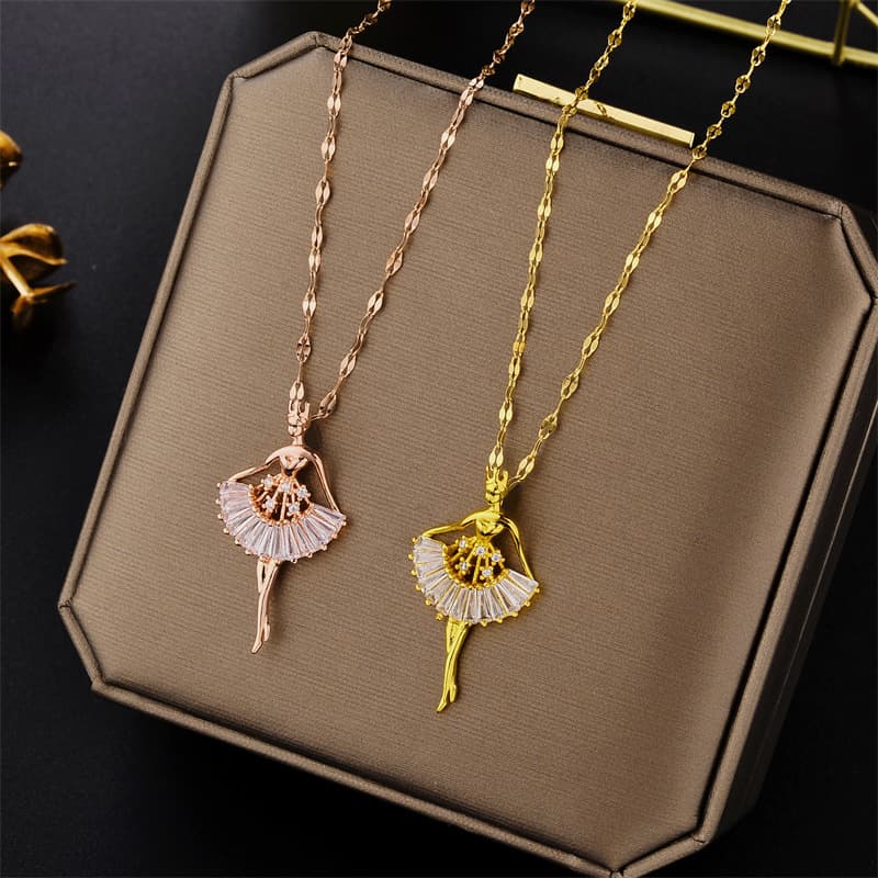 version of the ballet girl necklace design rose gold titanium steel lip chain collarbone chain temperament personality trend beautiful
