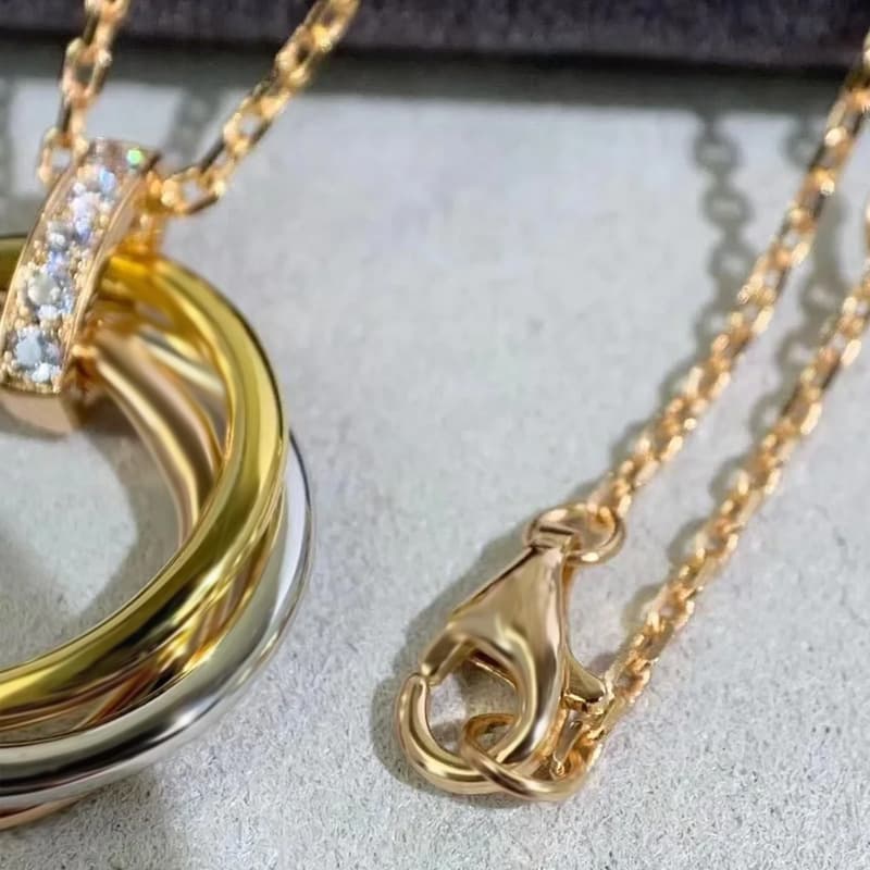 European and American cross border card home classic three color three ring necklace glossy and shiny interlocking necklace