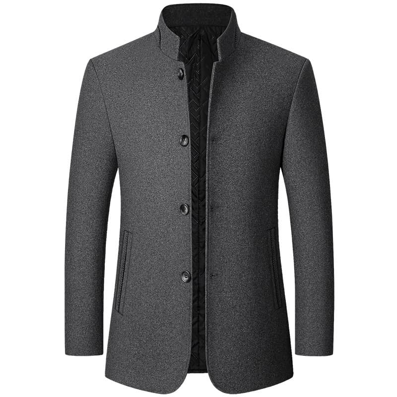Men's stand-up collar woolen coat