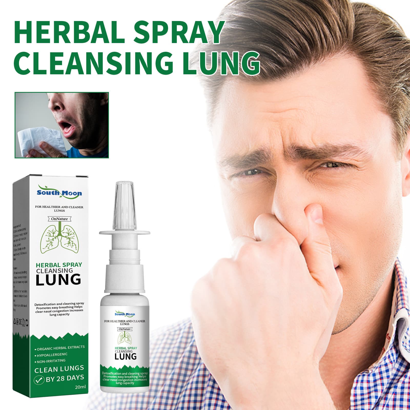 South Moon Nose Spray Unblocks the nose and relieves nasal congestion and runny nose. Suitable nasal cleaning care solution