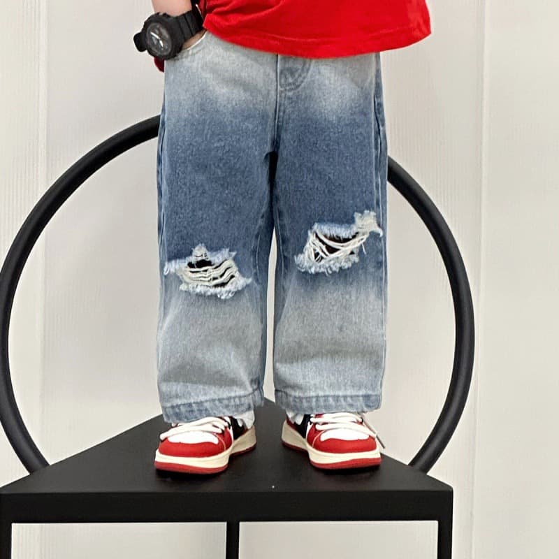 Mother&Kids Children's ripped jeans boys and girls gradual straight leg wide-leg pants fashion trend