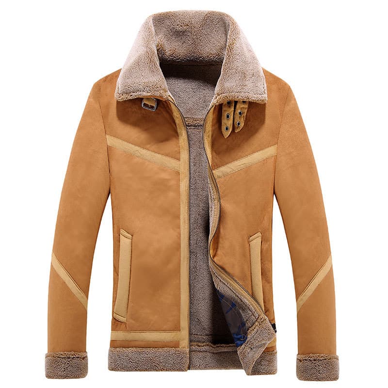 Men's Clothing Fur In One With Fleece Leather Jacket Large Size Casual Lapel Coat For Men