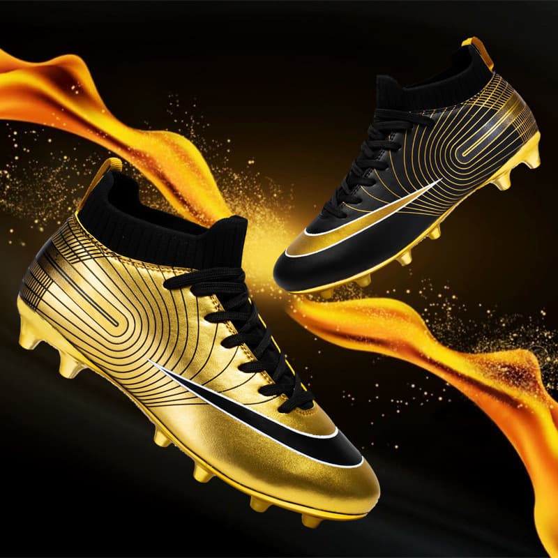 Gold Soled Football Shoes Men's High Tops Broken Nails CuHK Kids Student Adult Match AG Spike Sneakers