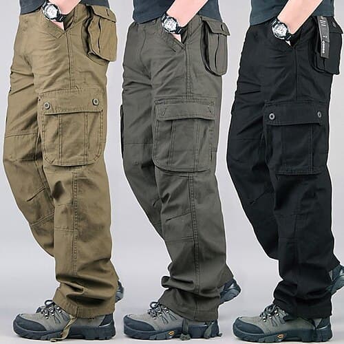 Japanese Retro Workwear Pants – Durable Cargo Trousers With Multi-Pockets (Black/Yellow/Army Green/Khaki/Deep Gray)