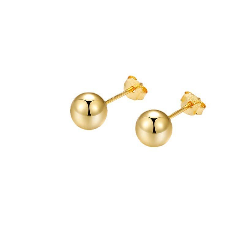 S925 sterling silver earrings for men and women, simple, high grade, glossy round beads, ear piercing, ear needles, design, ear bone studs, earrings