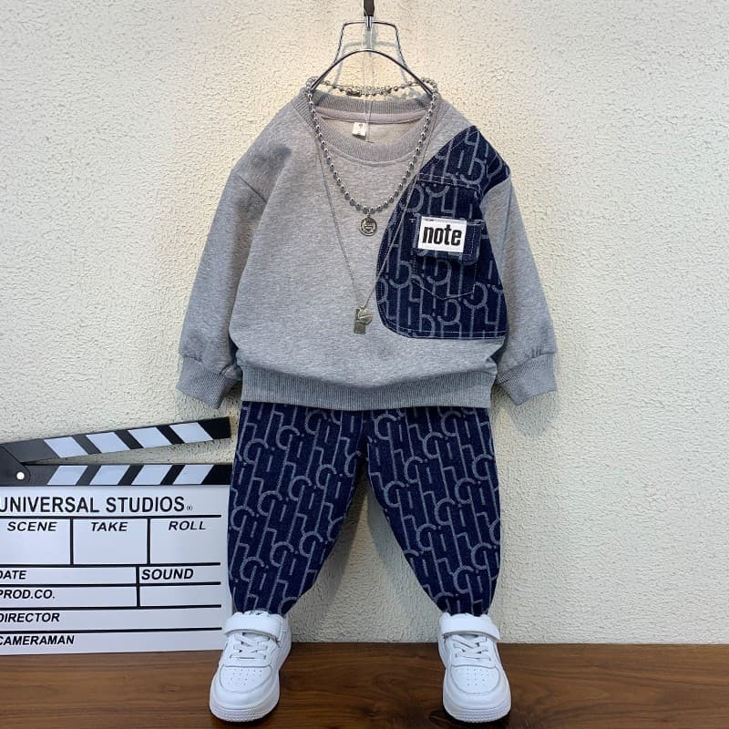 Boys Suits New Style Handsome Sweater Two Piece Suit Baby Clothes Handsome Korean Children's Clothing