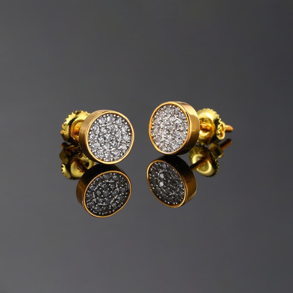 Men’s Jewelry Set Fashion- Round Full Diamond Thread Earrings For Men And Women Micro Inlaid Zircon Gold Plated Earrings Popular Hip Hop Earrings