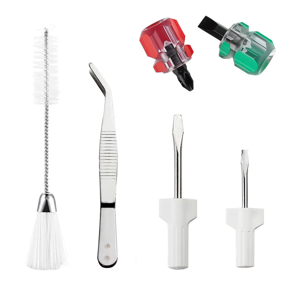 6pcs/set Sewing Machine Screwdriver Double Headed Cleaning Brush Metal Tweezer Repair Tools Kit Accessories Instruments Supplies
