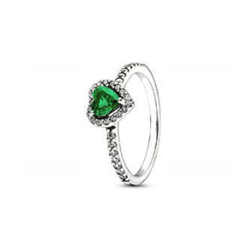 Bague Panjia Duola en cuivre plaqué argent, série Noble, cœur rouge, rose et blanc