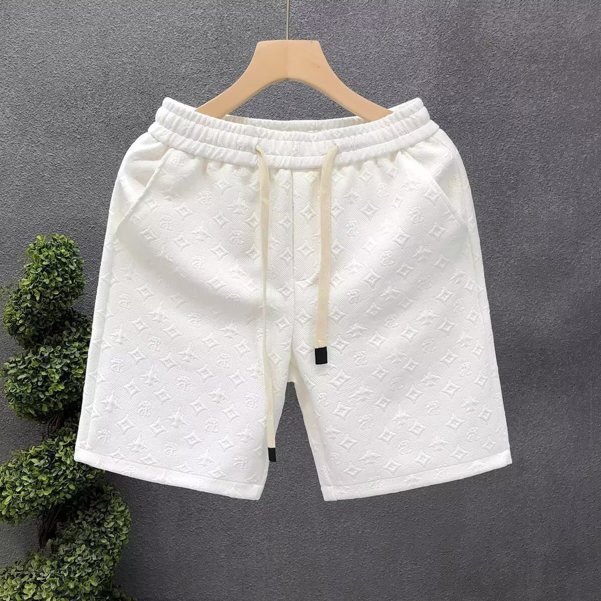 Men's Clothing Summer New Men's White Pattern Casual Shorts Outer Wear Shorts Casual Fashion Versatile Sand
