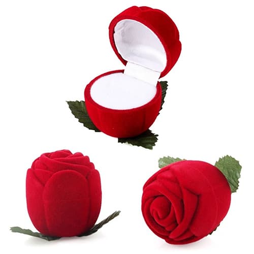 Qianbihe Romantic Rose Jewelry Box Wedding Ring Earrings Storage Display Holder Gift Box-1