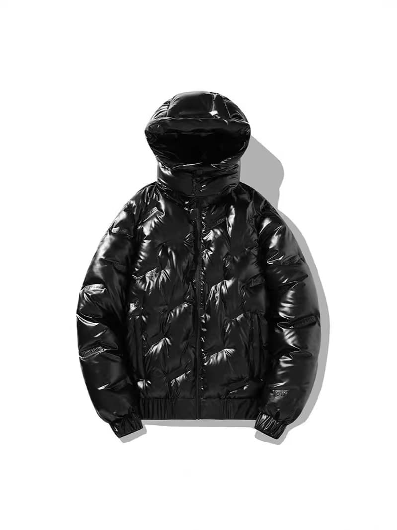 Men's Stylish PU Leather Puffer Jacket With Detachable Hood - Lightweight Warm Winter Coat For Urban Fashion