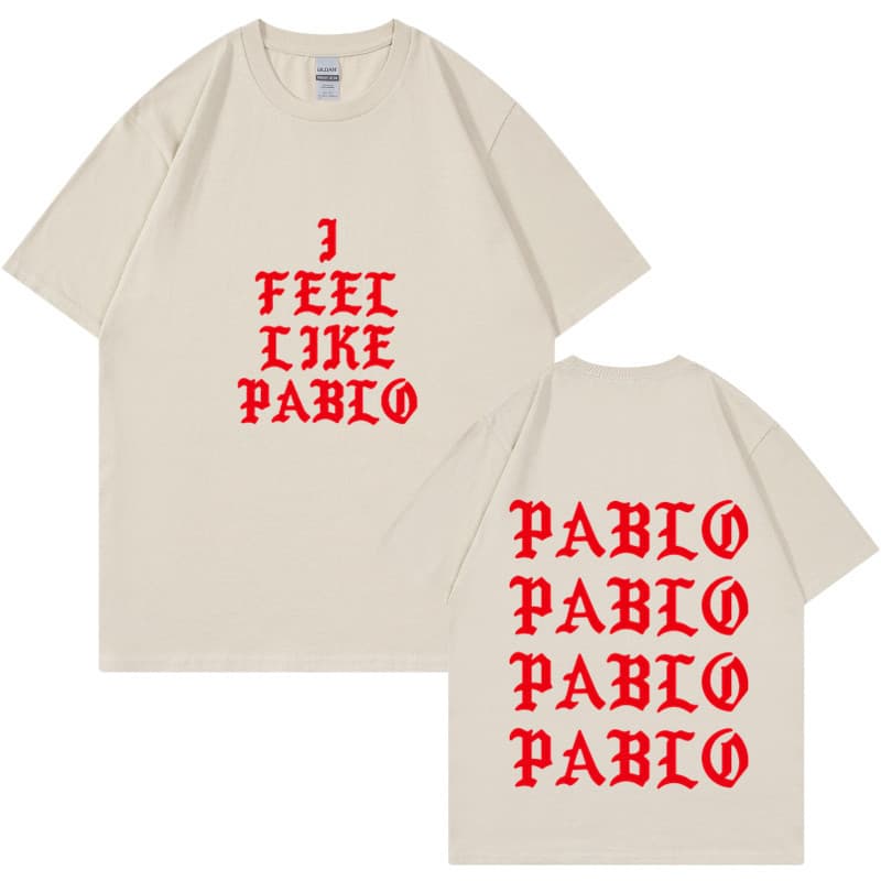 Kanye's same black gray city limited I feel like Pablo letter printed loose short sleeve T-shirt for men and women