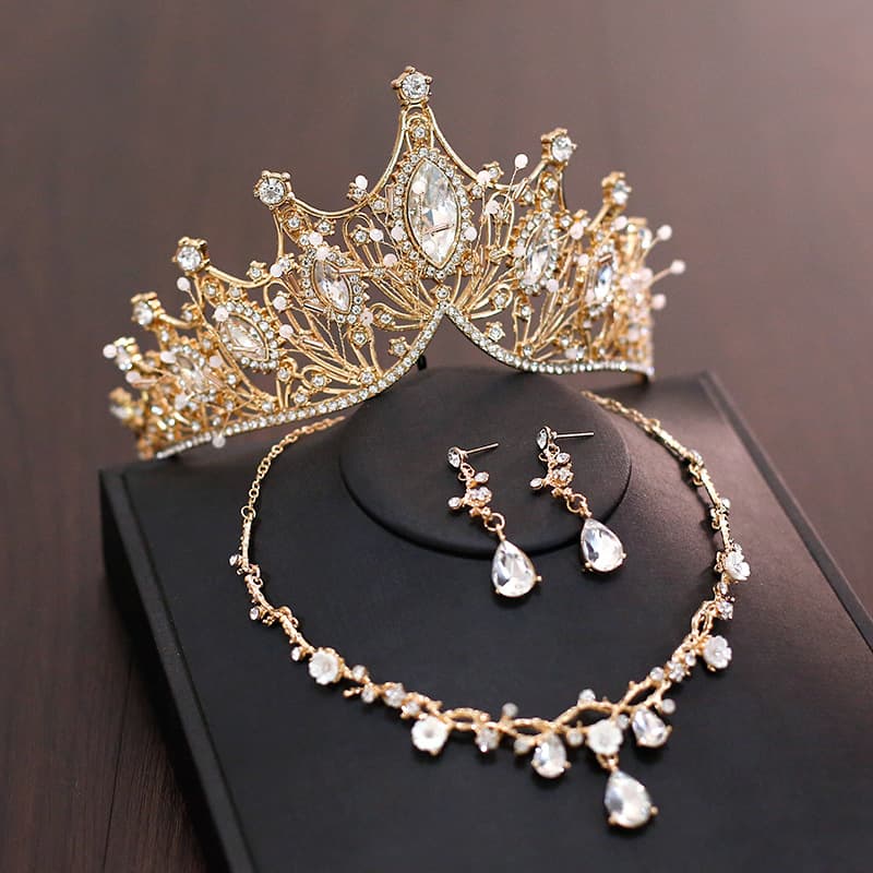 Bride Headwear Baroque Korean Three piece Set Wedding Dress Princess Crown Hair Accessories