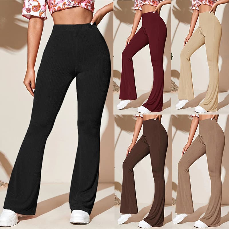 Women's Casual Knitted Sweatpants Autumn Bell Bottoms And High Waist Yoga Pants