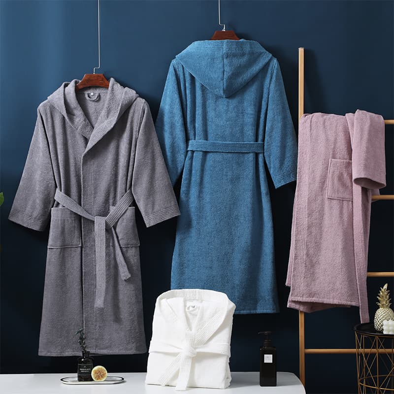 Men's Clothing Hotel Pure Cotton Bathrobe Couple Robe Winter Thick Hooded Men And Women Towel Material Pajamas Home Clothes Absorbent Long