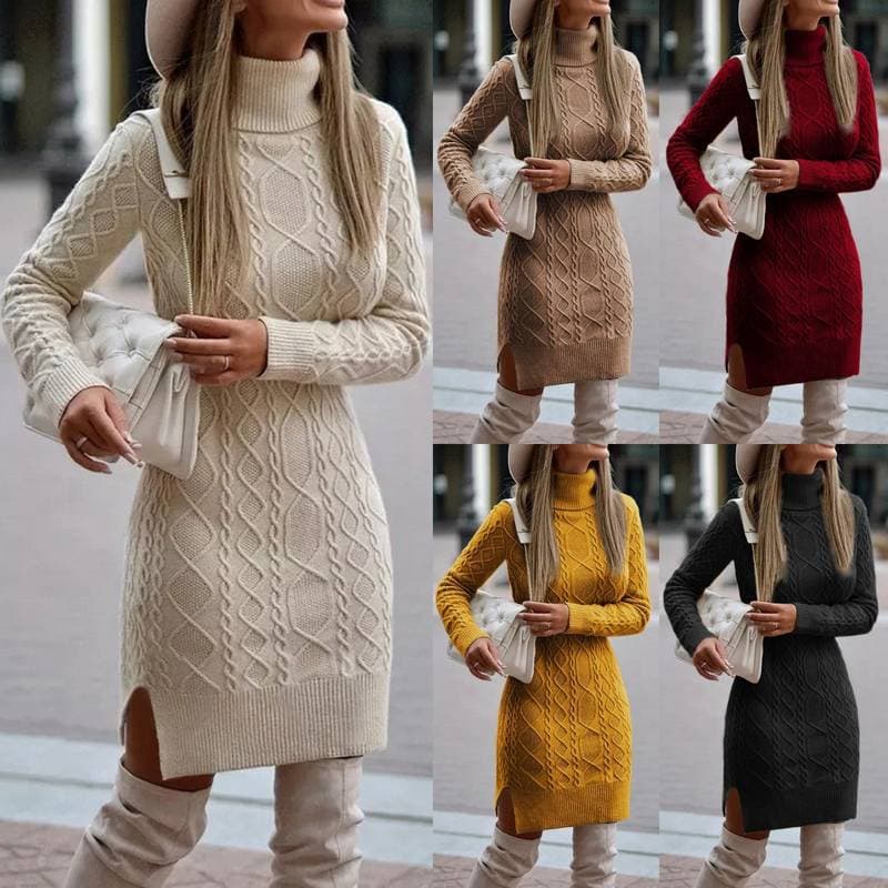 Women's Clothing new high collar slim long autumn and winter warm sweater women's dress