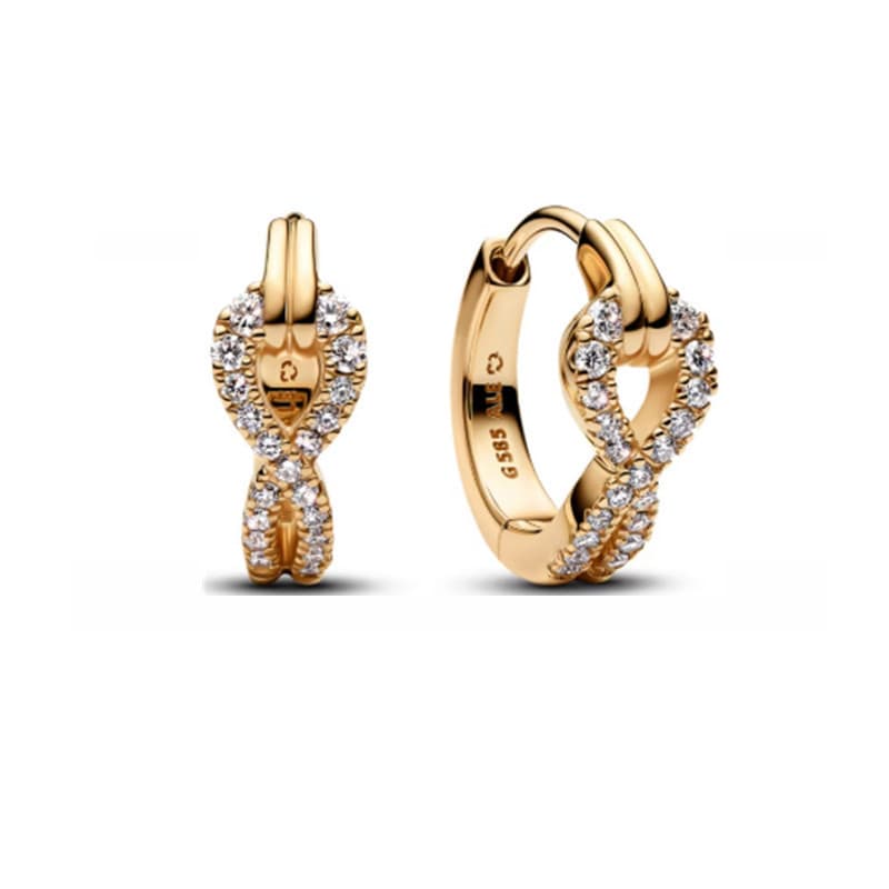 Pan's New Heart-shaped Multi-loop Round Gold Stud Earrings Jewelry