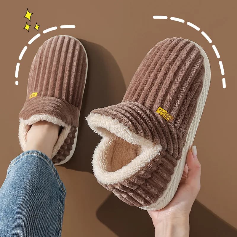 New Fur Slippers Women Men Winter Fury Fashion Warm Ankle Plush Cozy Slides For Home Indoor Soft Sole Cotton Shoes