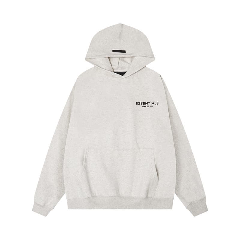 Sweat-shirt ample à double ligne FOG ESSENTIALS Saison 8 avec lettres floquées au dos, en éponge à capuche