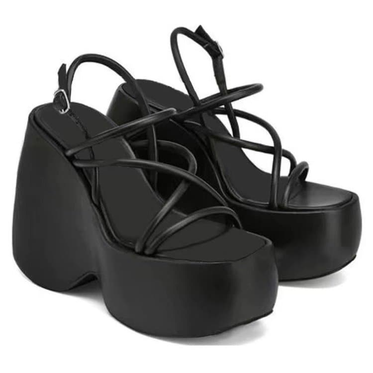 Thick-soled sandals for women 2024 summer new European and American sexy large size wedge heel open toe thick-soled sandals foreign trade wholesale
