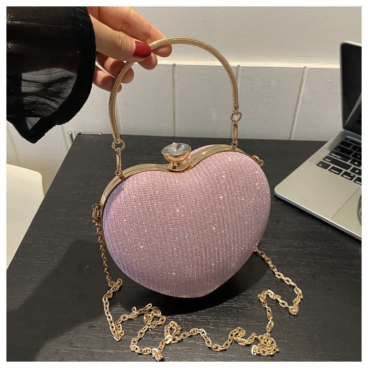 High-end mini bag for women trendy fashion chain crossbody bag hot style portable peach heart bag
