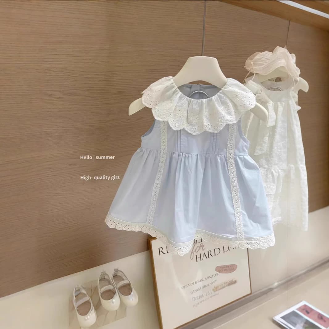 Girls' Summer Cotton Sleeveless Lace Collar Doll Baby Girl Stylish Vest Children's Princess Dress