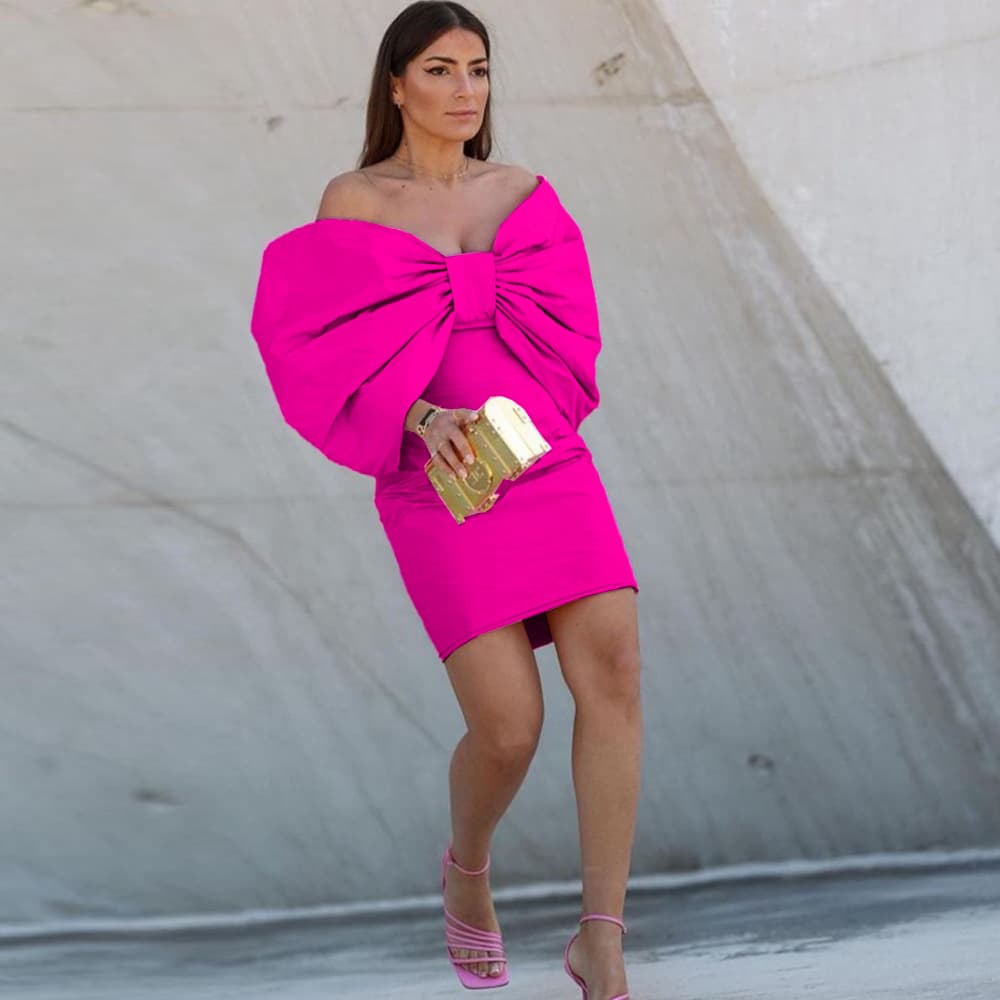 Women's Clothing Bow Dress Design Fashion Sexy Banquet Hip Skirt Party Dresses