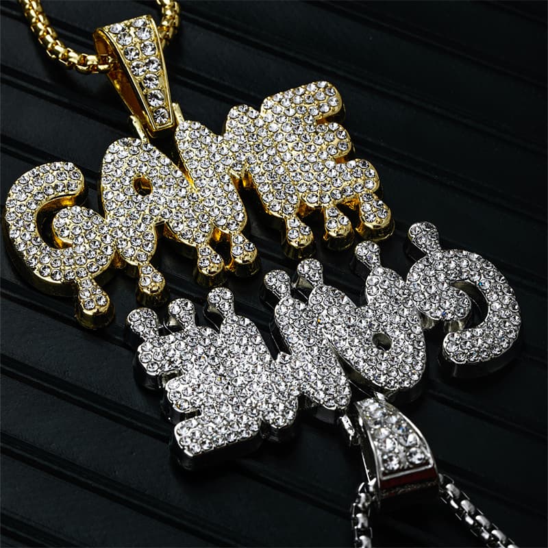 personality trend hip-hop letters full diamond alloy necklace jewelry