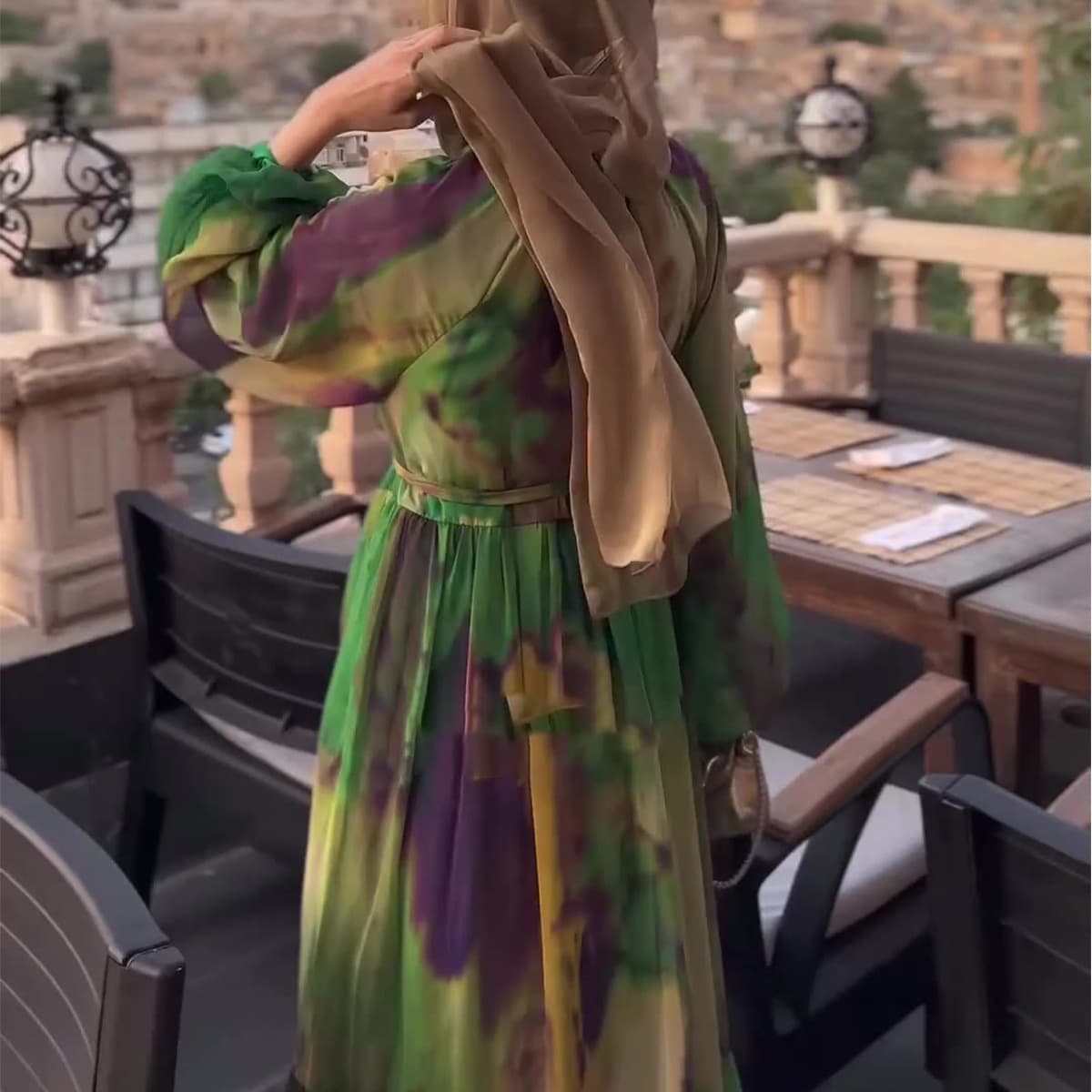 Women's Clothing Middle East Muslim Spring New Chiffon Print Fashionable Elegant Long Dress