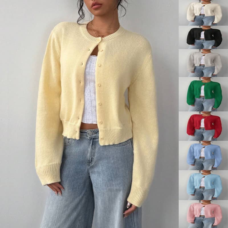 Soft & Cozy Women's Ribbed Knit Cardigan – Short Sleeve Button-Up Sweater, Relaxed Fit, Flattering Silhouette, Versatile For Casual & Office Wear