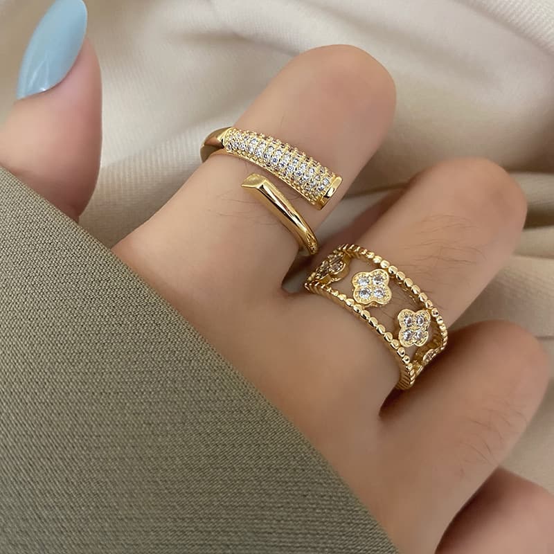 Fashionista temperament micro-diamond girl open index finger ring