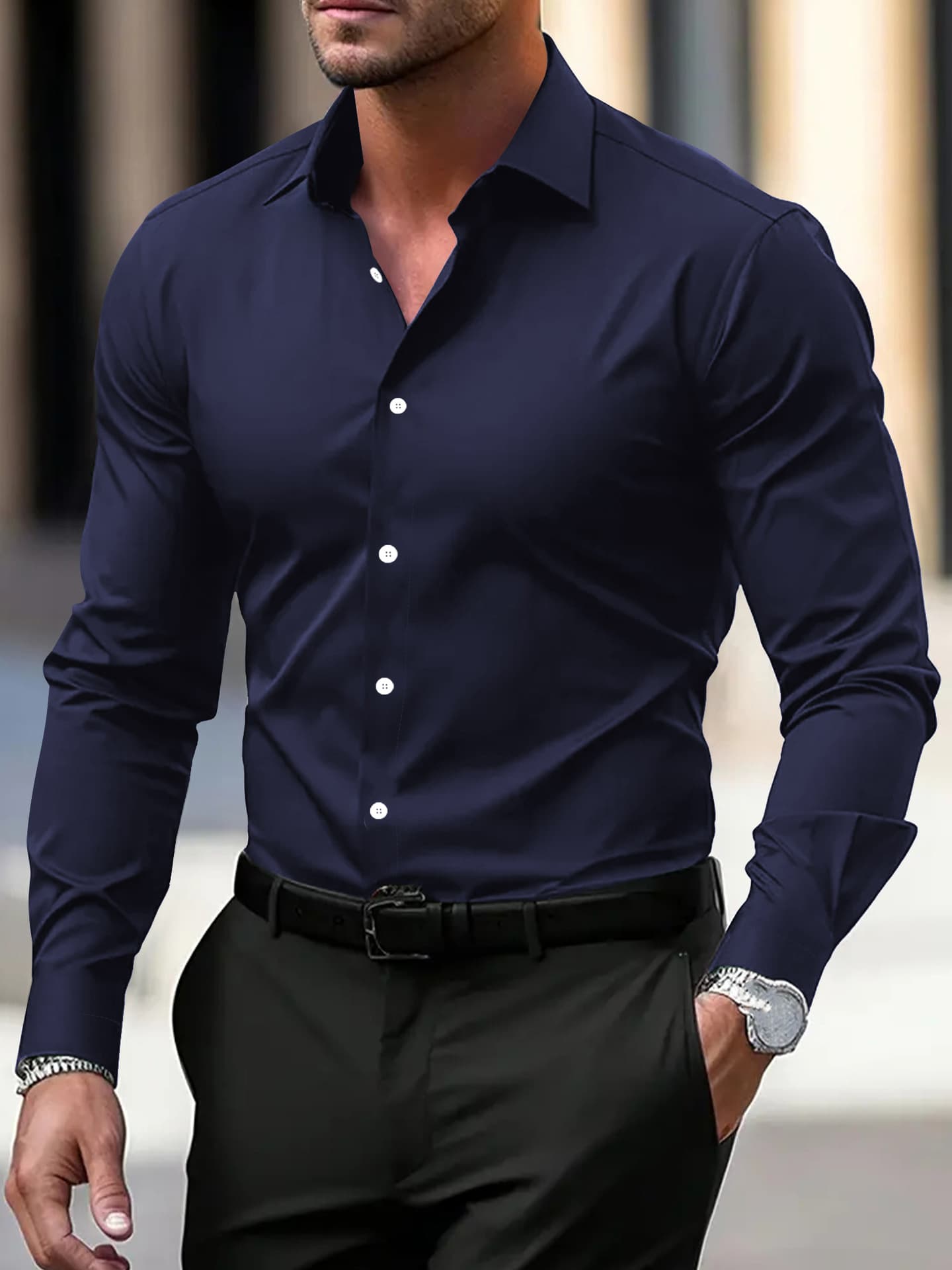 Chemise blanche à manches longues pour homme, vêtement de travail, coupe slim, grande taille, style professionnel, printemps et automne
