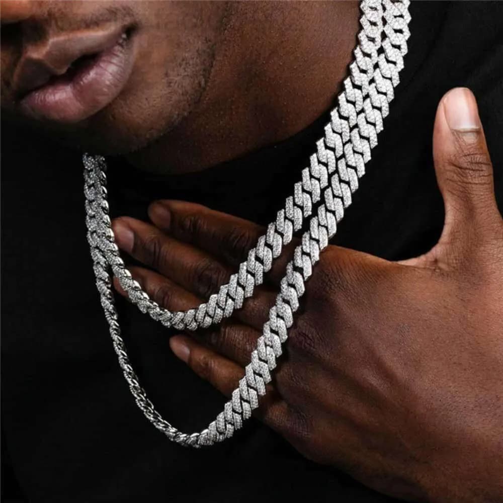 Man Plated Cuban Link Simple Hip Hop Jewelry Cubic Zirconia Ice Out Gold Chain Necklace