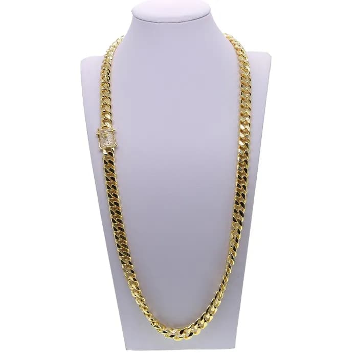 Iced Out Bg Cuban Necklace Full Paved Cz Clasp Hip Hop Necklace Bracelet Set For Men Miami Cuban K Gold Filled Men's