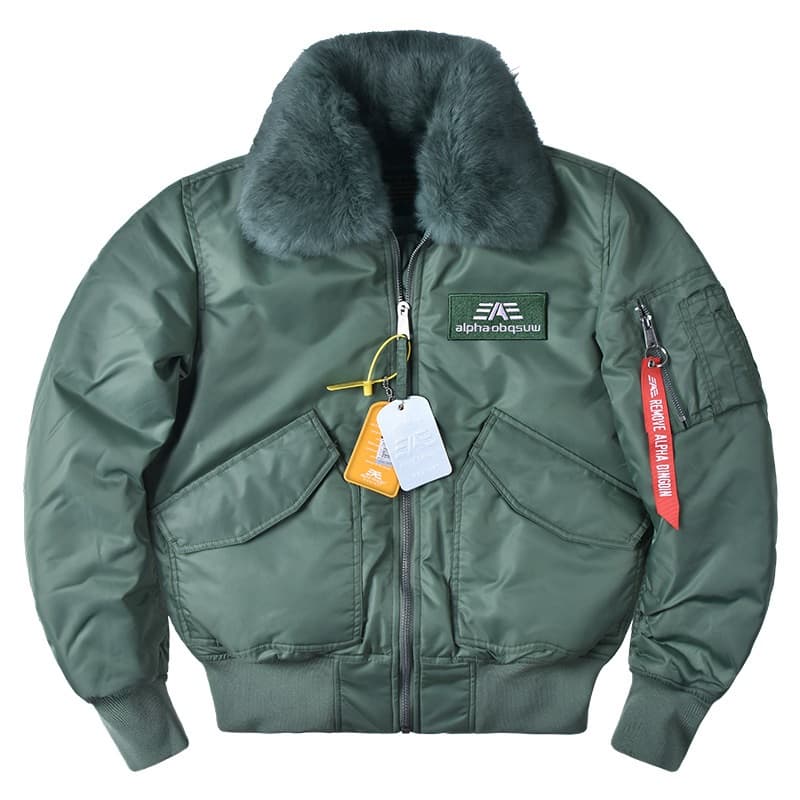 New Alpha Martin Winter 45P Cotton-padded Flight Bomber Jacket Men Casual Fur Collar Loose Baseball Military Tactical