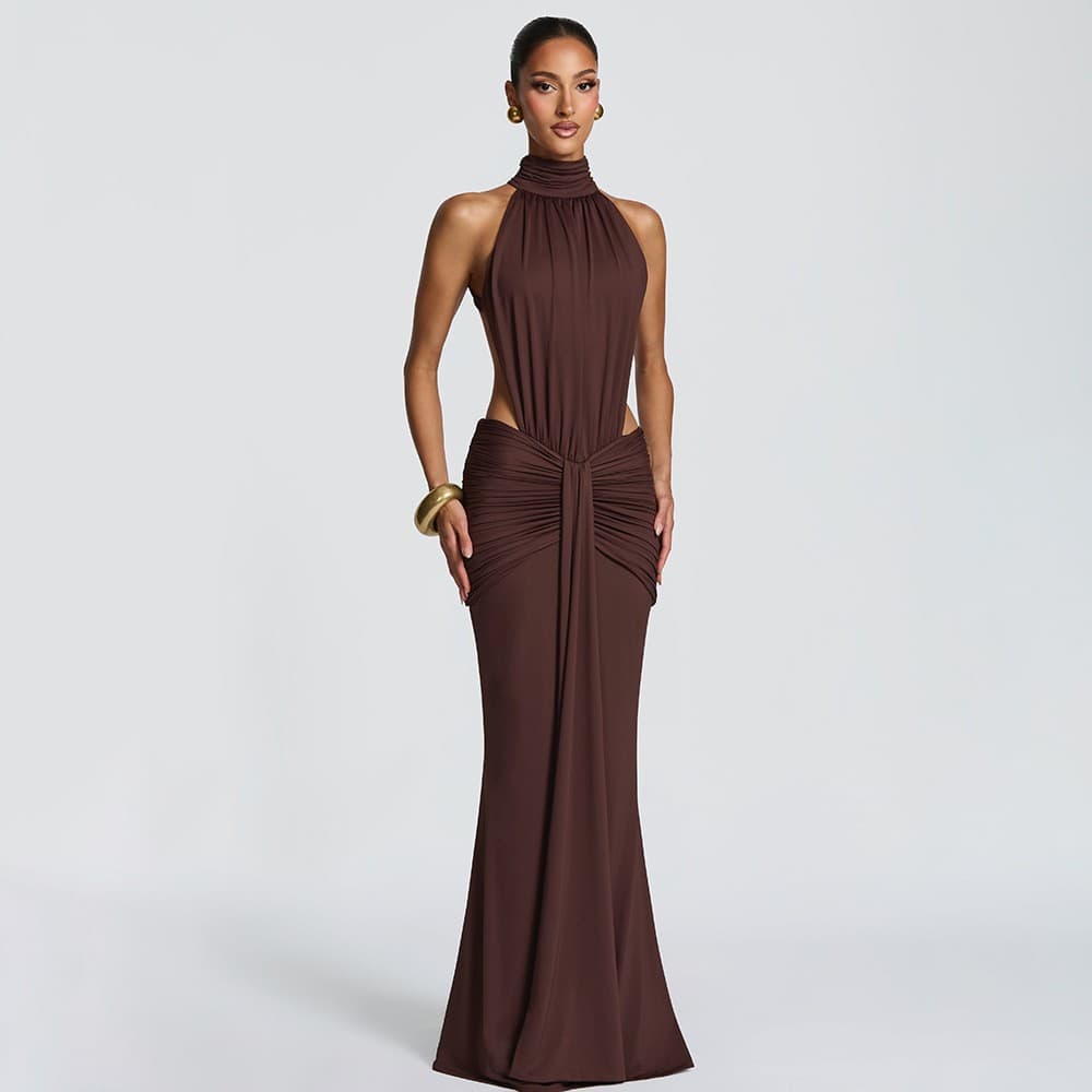 Women's Sexy Elegant Halter Backless Bodycon Maxi Dress – Party Evening Gown