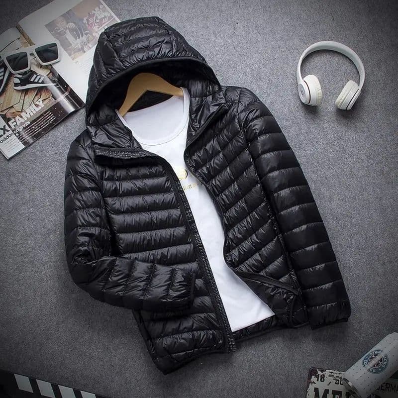 Men's Lightweight Down Jacket With Stand Collar Or Hooded, Slim Fit, Thin & Warm, Casual Winter Coat For Youth
