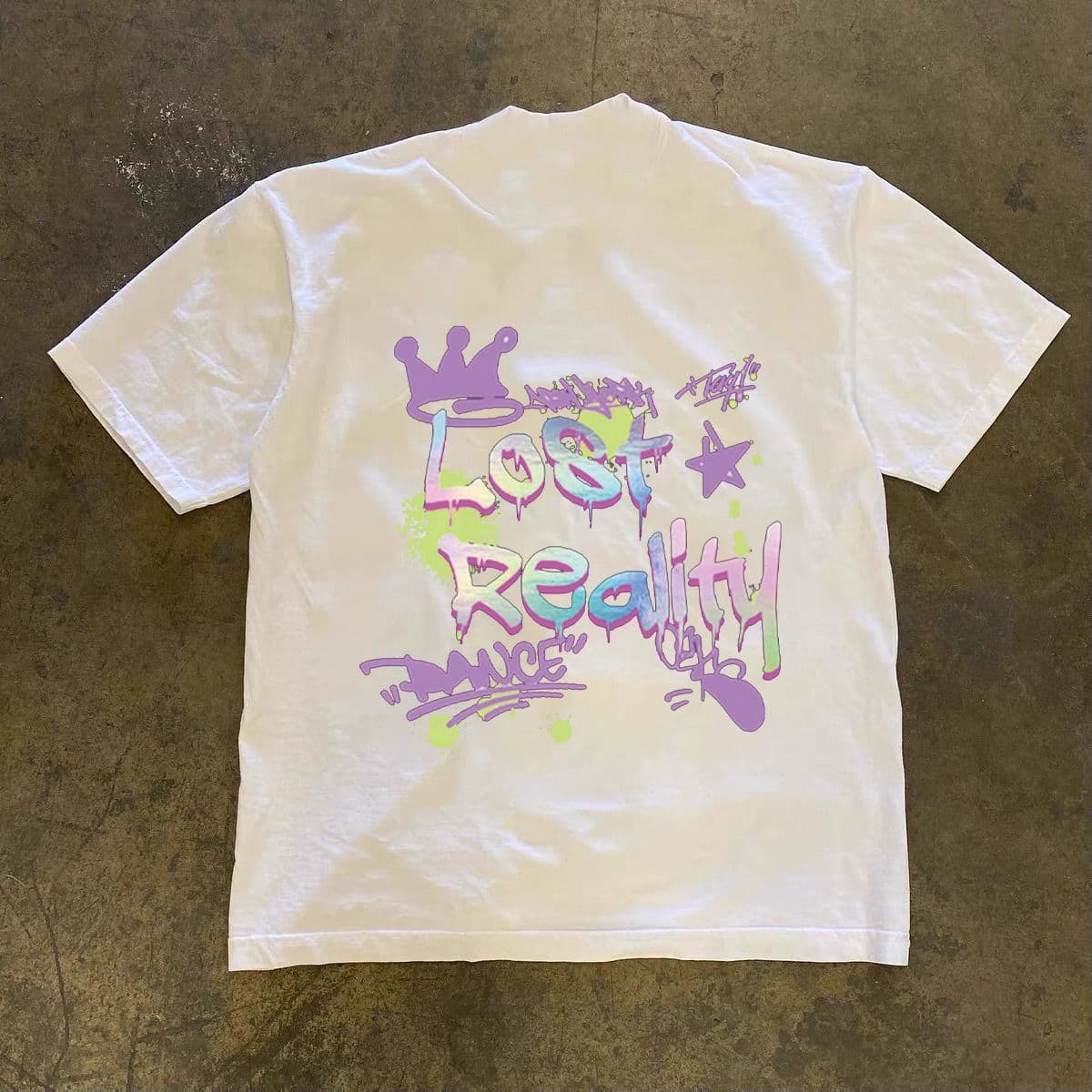 American Style Cool And Trendy Graffiti Short Sleeved T-shirt Versatile, Niche Loose Print Couple Round Neck Top