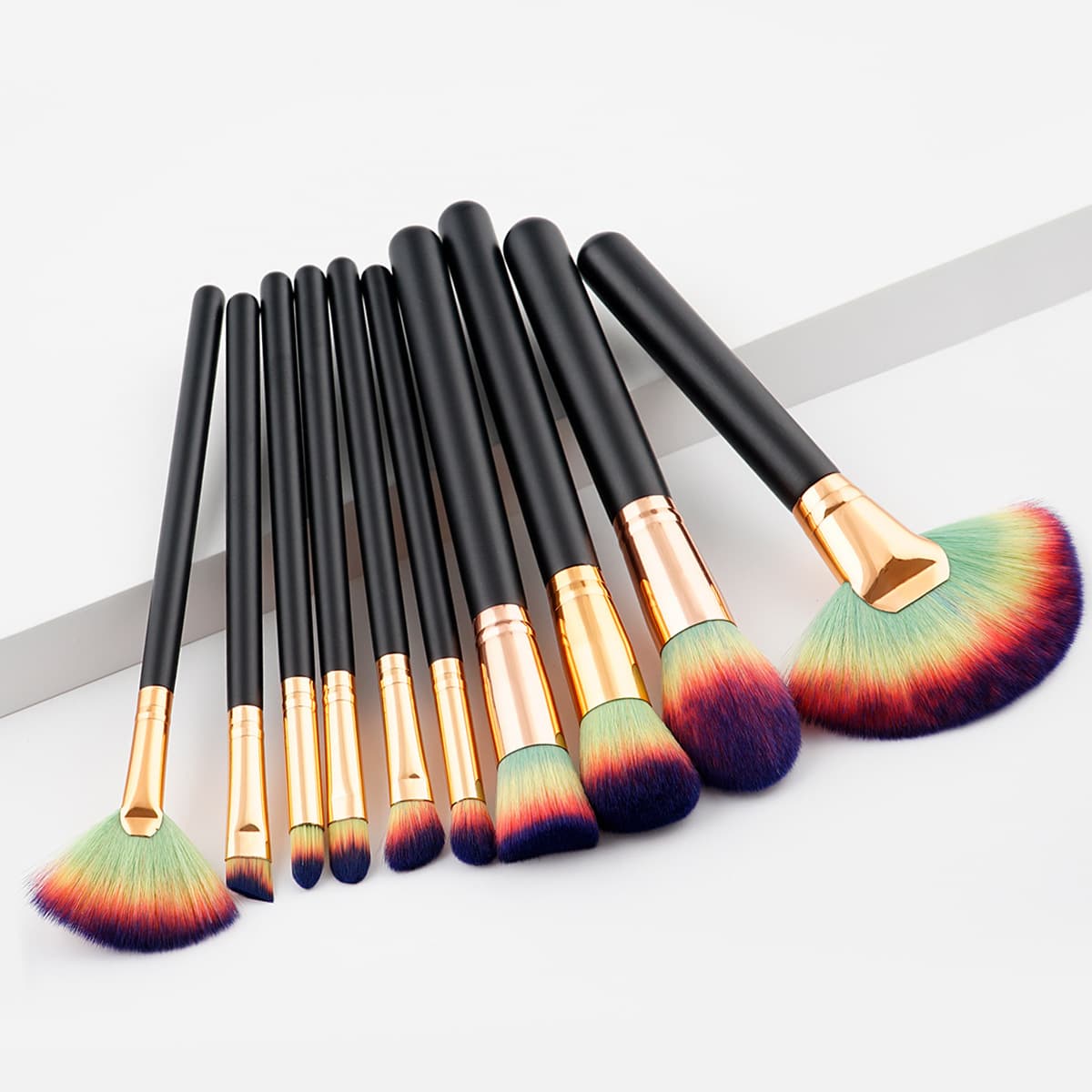 10 black four-color hair makeup brush set