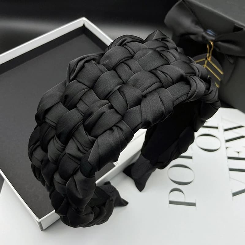 Summer New Satin Braided Hair Bands Light Luxury Premium Sense Of Headdress High Skull Top Hair Accessories