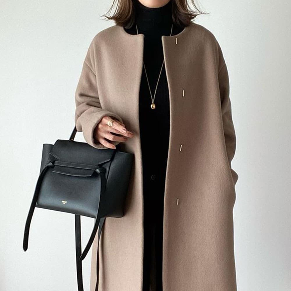 Women's Clothing Solid Color Tito Coat New Style Straight Elegant Solid Color Commuter Coat Women's Top
