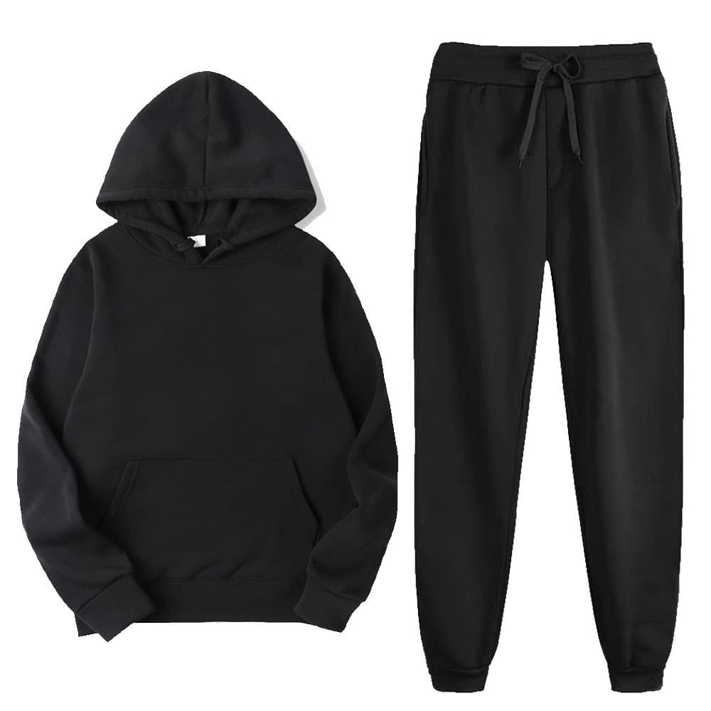 Men's Clothing Hoodie Trousers Suit Winter Plus Velvet Warm Fashion Color Matching Casual Sports Suit
