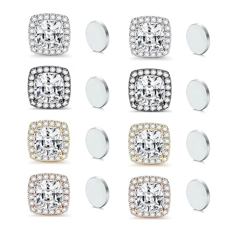 High-End Luxury Magnetic Clip-On Earrings Electroplated 316 Stainless Steel With Zircon Inlay Style