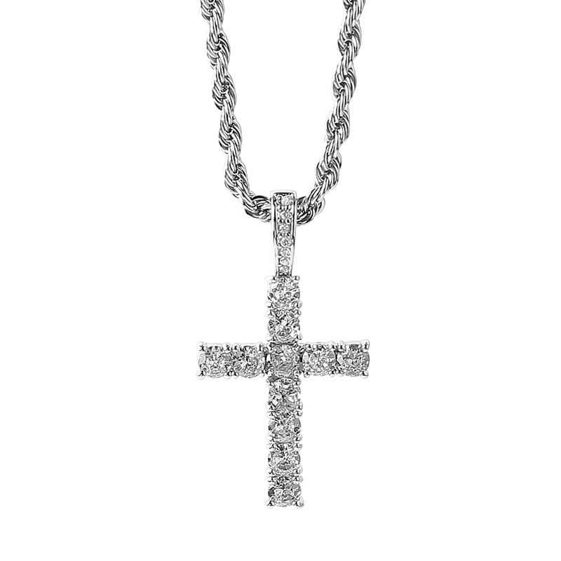 Hip Hop Diamond Cross Titanium Steel Necklace Jewelry Men Hiphop Simple And Luxury Sweater Chain For Women