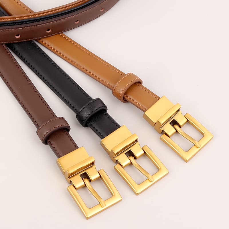 Niche New Genuine Leather Women's Belt Retro Ins Simple and Versatile Decorative Jeans Belt Women's Fast Shipping