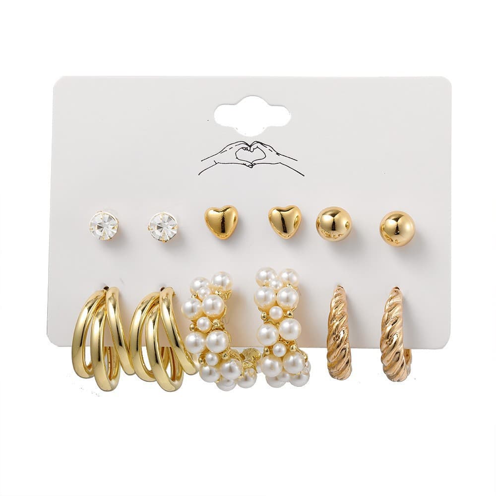 Lot de 11 boucles d'oreilles en perles torsadées en forme de cœur pour femmes, très tendance