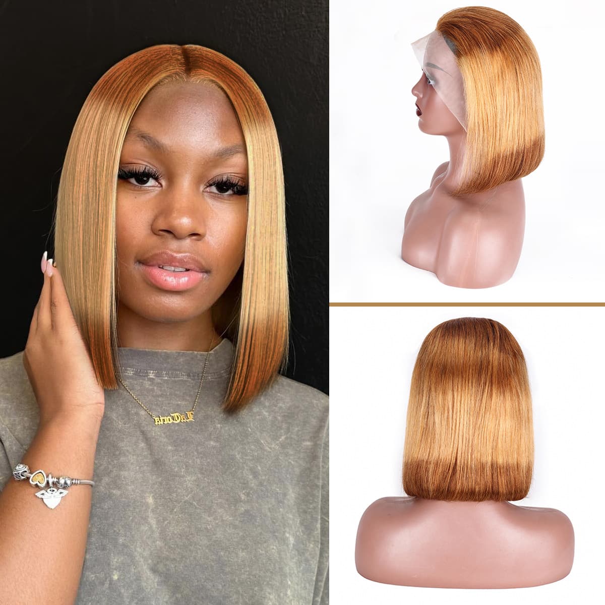 Forehead lace wigs human hair wigs real human hair sets full head short hair